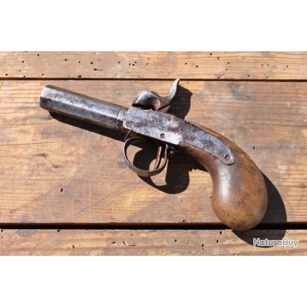 Ancien pistolet  coffre  percussion Collection Arme  Feu Ancienne Poudre Noire