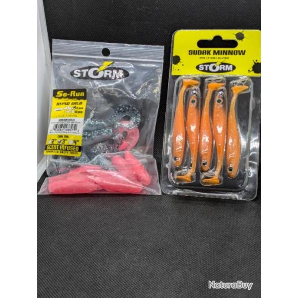 STORM SUDAK MINNOW+ STORM SO-RUN HYPNO GRUB 10 pcs /2 couleurs diffrentes ( 5 de chaques couleurs )