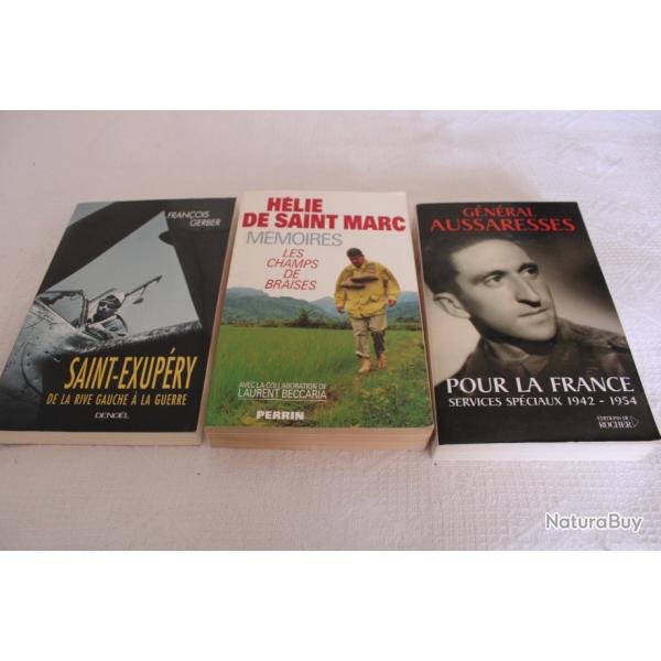 Lot 3 livres Aussaresses, Saint-Marc, Saint-Exupry