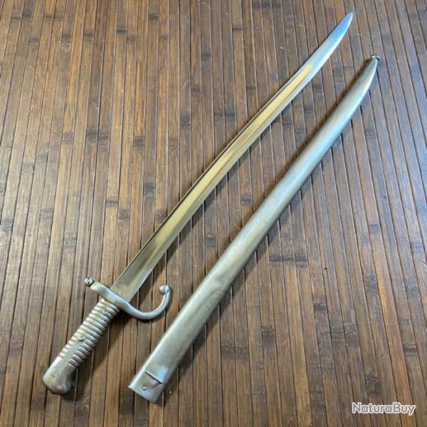 BELLE BAONNETTE SABRE CHASSEPOT 1866 MANUFACTURE IMPRIALE DE St Etienne 1874 ENTIREMENT NICKELE