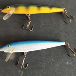 2 RAPALA FLOTTANT 9CM 5GR BLEU PERCHE JAMAIS UTILISES