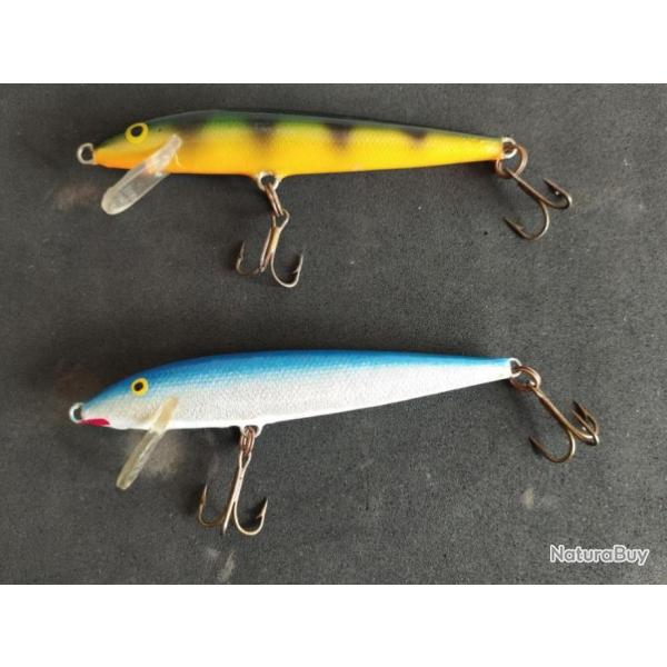 2 RAPALA FLOTTANT 9CM 5GR BLEU PERCHE JAMAIS UTILISES