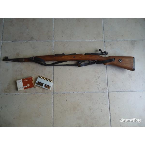 carabine mauser K98 , arme 2 GM recalibre par armurier de Dieppe, toutes pieces meme numero,