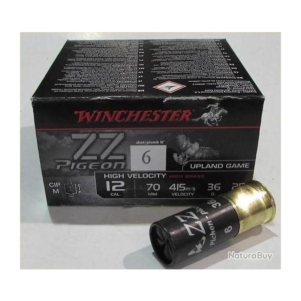 lot de 250 cartouches Winchester ZZ Pigeon , cal 12/70  bourre jupe , 36 grammes, Numero 6