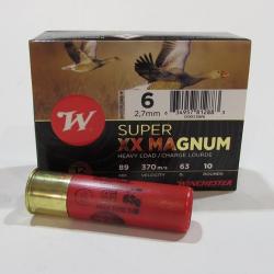 1 boite de 10 cartouches Winchester Super Magnum XX , cal 12/89  bourre jupe , 63 grammes, Numero 6