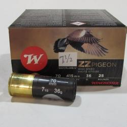 lot de 250 cartouches Winchester ZZ Pigeon , cal 12/70  bourre jupe , 36 grammes, Numero 7,5