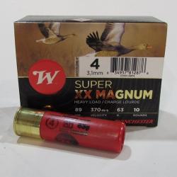 1 boite de 10 cartouches Winchester Super Magnum XX , cal 12/89  bourre jupe , 63 grammes, Numero 4