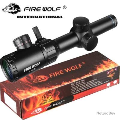 Lunettes de Visée FIRE WOLF Lumineuse Rouge Vert 1-4X24E1 - Chasse