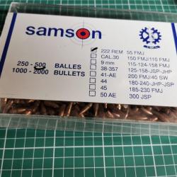 OGIVES SAMSON .222 REM - 55gr FMJ -Boite de 500