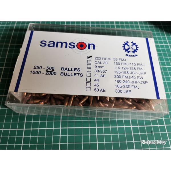 OGIVES SAMSON .222 REM - 55gr FMJ -Boite de 500