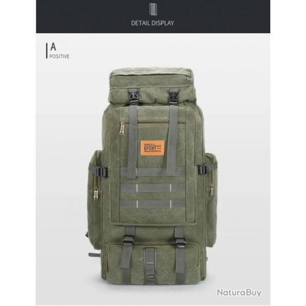 Sacs  Dos Etanches en Nylon pour Trekking Chasse d'Entranement Plein Air Vert Militaire 80L