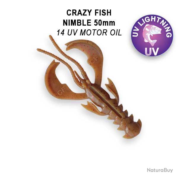 LEURRE SOUPLE Crature FLOTTANTE CRAZY FISH NIMBLE 2" unit #14 UV MOTOROIL