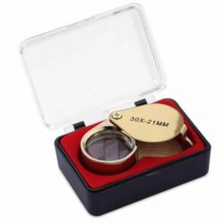 Mini Loupe de Poche pliante 30x Eclairante LED Métallique