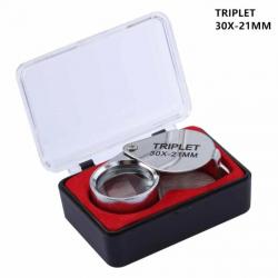 Mini Loupe de Poche pliante 30x Eclairante LED Métallique Silver