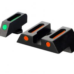 Hausse et guidon en fibre optique pour glock (hausse rouge et guidon vert)