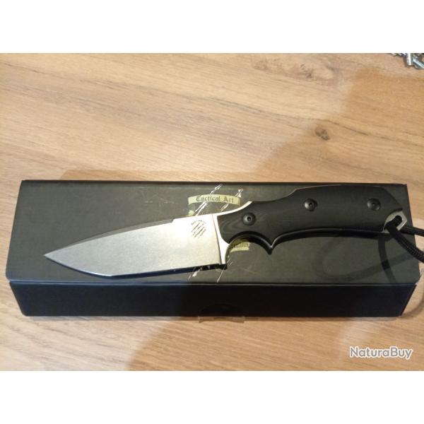 Couteau lame fixe BAS03V2 - Bastinelli Creation R.E.D (Raptor Extrmement Dangereux) Stonewash V2