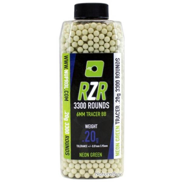 Billes Airsoft 6mm RZR 0.20g bouteilles 3500 bbs TRACER vertes