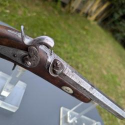 SUPERBE PISTOLET TYPE D arçon  CANON DAMAS GOUTE DEAU RUBAN RAYE