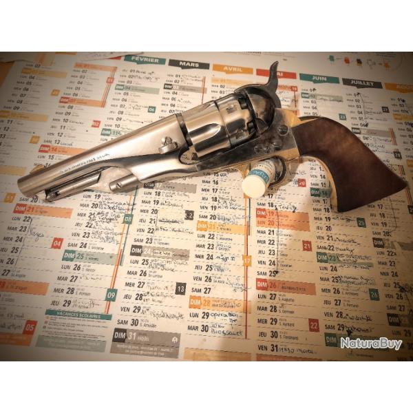 Colt Army cal 44 mod:sheriff  fab: Philli Pietta  canon et barillet poli blanc, carcasse jaspe