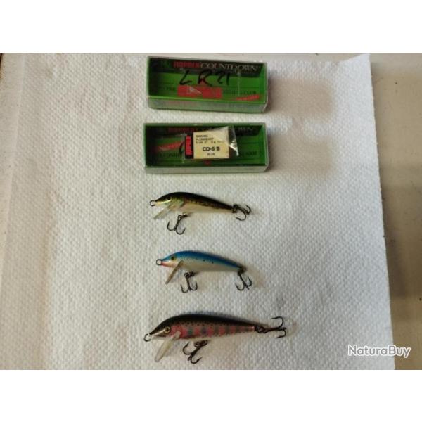 3 RAPALA FLOTTANT 5CM 3GR MN VAIRON PLONGEANTS 5CM BLEU 5GR 7CM TRUITE RT 8GR DEUX JAMAIS UTILISES