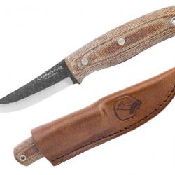 Condor Kambo Puukko Lame Acier Carbone 1075 Scandi Manche Micarta Etui Cuir Salvador CTK397330HC