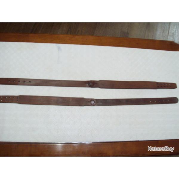 militaria ww1 paire de  bretelle cuir havresac as de carreau modle 1893 poilu 14/18