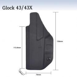 Holster Kydex IWB à l'intérieur de la ceinture droitier - Glock 43 43X