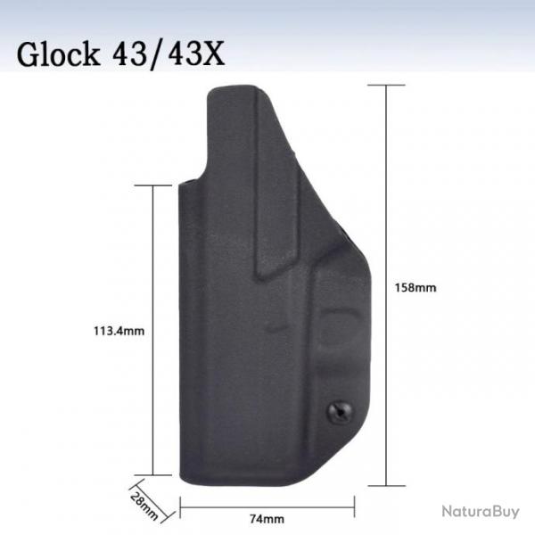 Holster Kydex IWB  l'intrieur de la ceinture droitier - Glock 43 43X