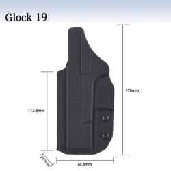 Holster Kydex IWB à l'intérieur de la ceinture droitier - Glock 19