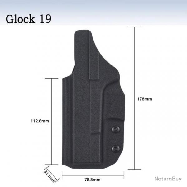 Holster Kydex IWB  l'intrieur de la ceinture droitier - Glock 19