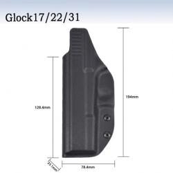 Holster Kydex IWB à l'intérieur de la ceinture droitier - Glock 17 22 31