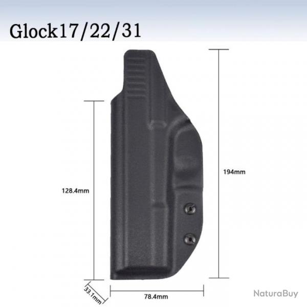 Holster Kydex IWB  l'intrieur de la ceinture droitier - Glock 17 22 31