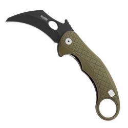 Couteau Karambit "L.E.One" lame noire, Couleur vert [Lionsteel]