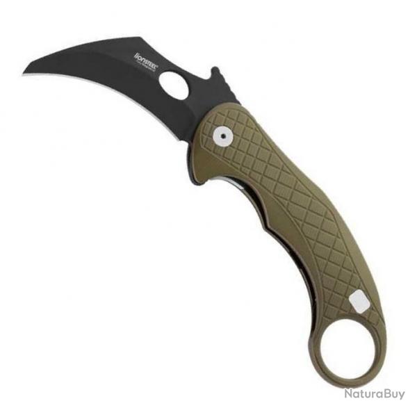 Couteau Karambit "L.E.One" lame noire, Couleur vert [Lionsteel]