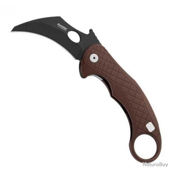 Couteau Karambit "L.E.One" lame noire, Couleur marron [Lionsteel]