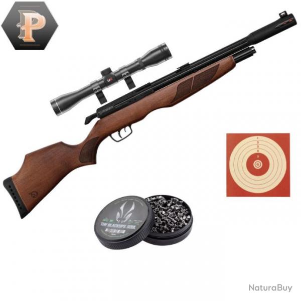 Carabine PCP Gamo RISER Punisher calibre 5,5 mm 40 Joules + plombs + lunette + cibles