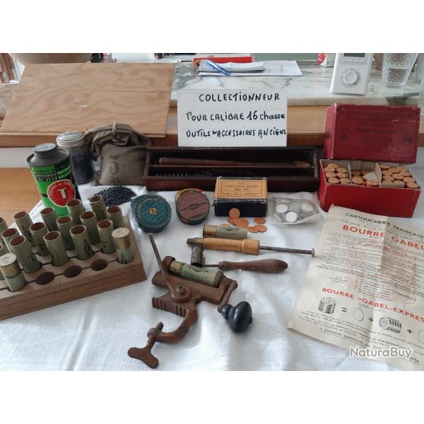 LOT OUTILS ET ACCESSOIRES POUR CALIBRE 16 CHASSE