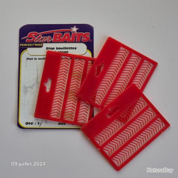 Lot de 3 Plaques de stop bouillettes starbaits bait stopper carpe MINI-V AUTAIN , rouge