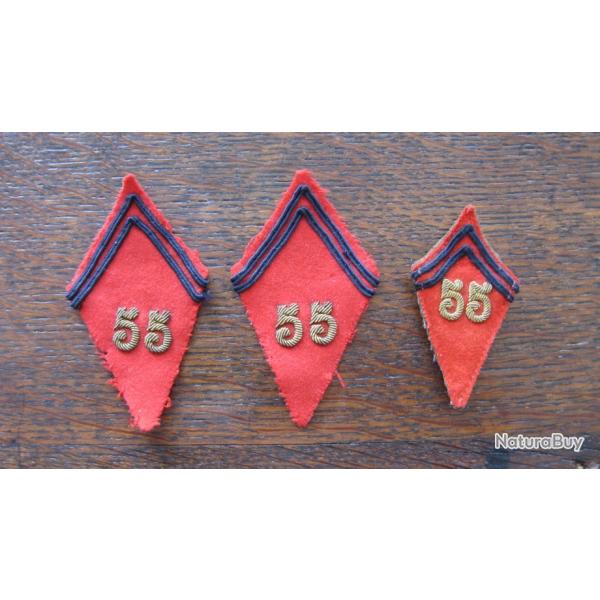 Pattes de col "aiglon" du 55e Rgiment d'artillerie, modle officier - France 40