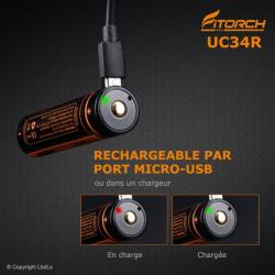 Batterie Fitorch 18650 UC34R - 3400 mAh port USB