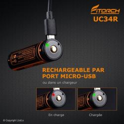 Batterie Fitorch 18650 UC34R - 3400 mAh port USB