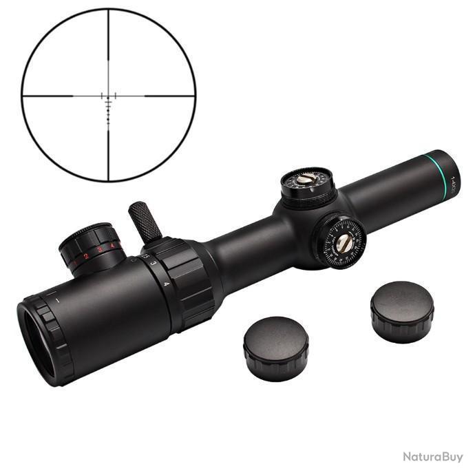 Lunette De Tir 1-8x24 SPINA OPTICS - Réticule Illuminé Avec Tourelle 1/2 MOA Pour Chasse