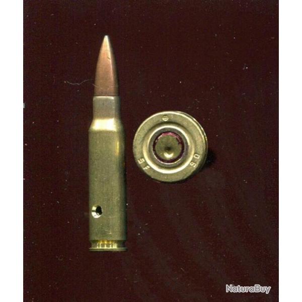 7.62 x 51 NATO - balle cuivre pointue - tui laiton - marquage militaire OTAN