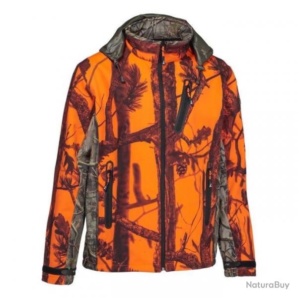 Blouson Percussion Softshell GhostCamo Blaze & Black  Capuche intgre - TAILLE 4XL / XXXXL