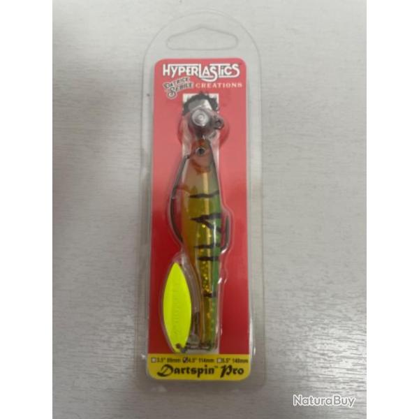 !! LEURRE HYPERLASTICS DARTSPIN PRO FOOTBALL 114mm col FIRE TIGER CHARTREUSE