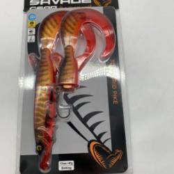 Leurre souple 3D Hybrid pike 17CM/47g sinking Savage gear rouge rayure or