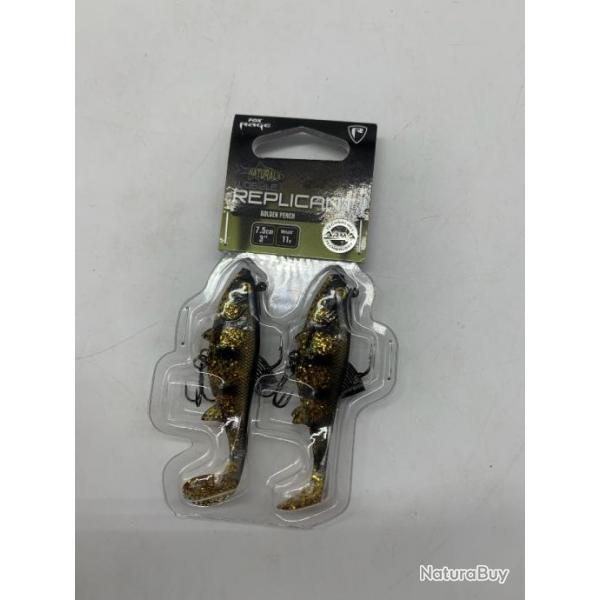 lot de deux leurres souples replicant wobble fox rage golden perch 7,5 cm 11g