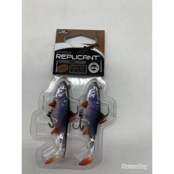 lot de deux leurres souples replicant wobble fox rage roach 7,5cm 11g