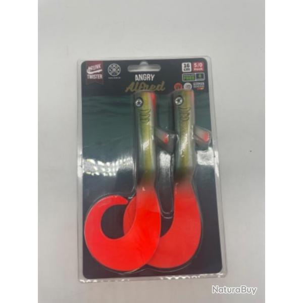 Lot de 2 leurres souples Drunk Twister LMAB Angry Alfred 16cm