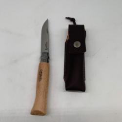 Couteau OPINEL 8cm N08 couteau fermant et son étui ceinture, hètre